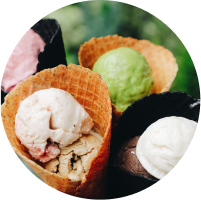 Three different ice-creams